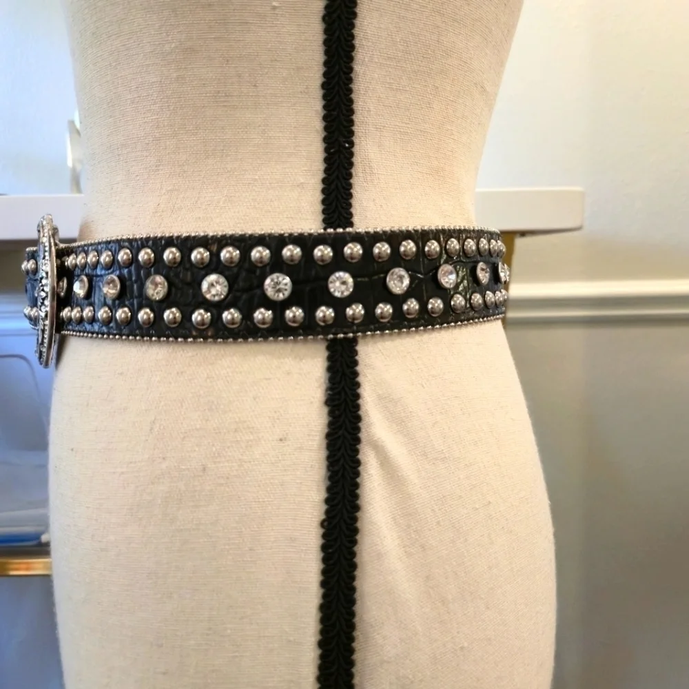 Vintage | Rhinestone Leather Belt